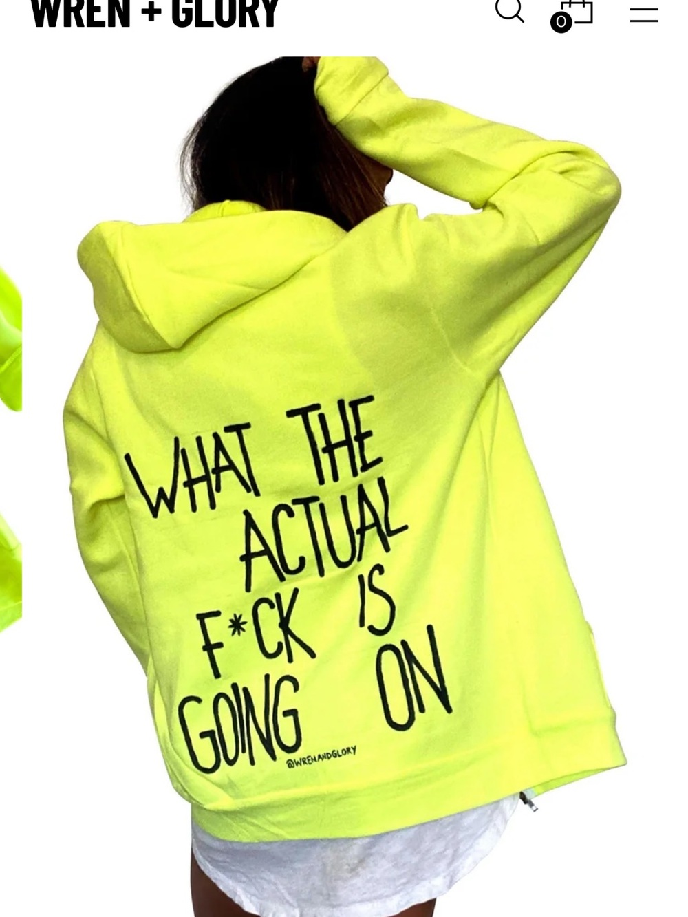 Neon Yellow ‘Wait What’ Painted W+G Hoodie - What The Actual F*ck Is Going On